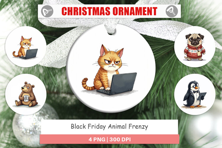 Black Friday Animal Frenzy Ornament example image 1