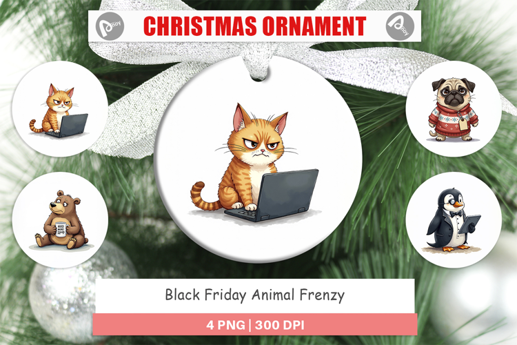Black Friday Animal Frenzy Ornament