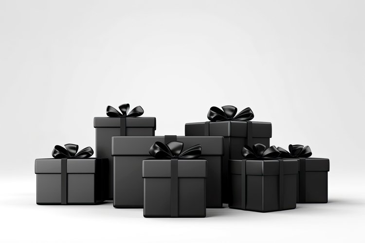 Black Friday concept. Sale Shopping. Black gift boxes