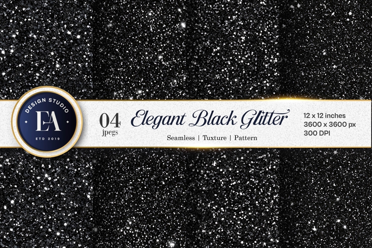 Black Glitter Seamless Texture Elegant Sparkle Digital Paper