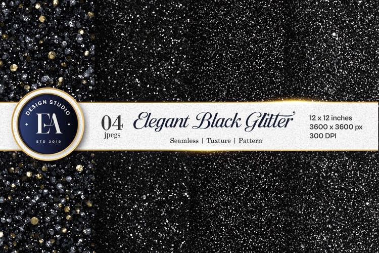 Black Glitter Seamless Texture Elegant Sparkle Digital Paper