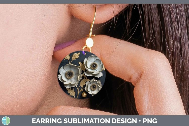 GorgeousBlack Gold Flowers Round Earrings design.