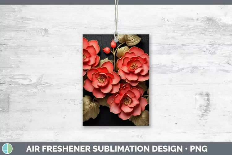 Black Gold Flowers Begonia Air Freshener Sublimation Car Fre