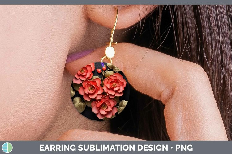 GorgeousBlack Gold Flowers Round Earrings design.