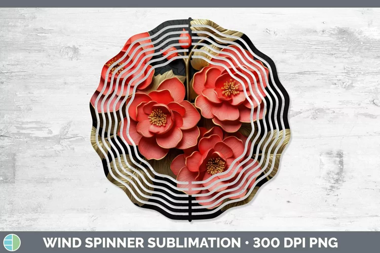 Black Gold Flowers Begonia Wind Spinner Sublimation Spinner