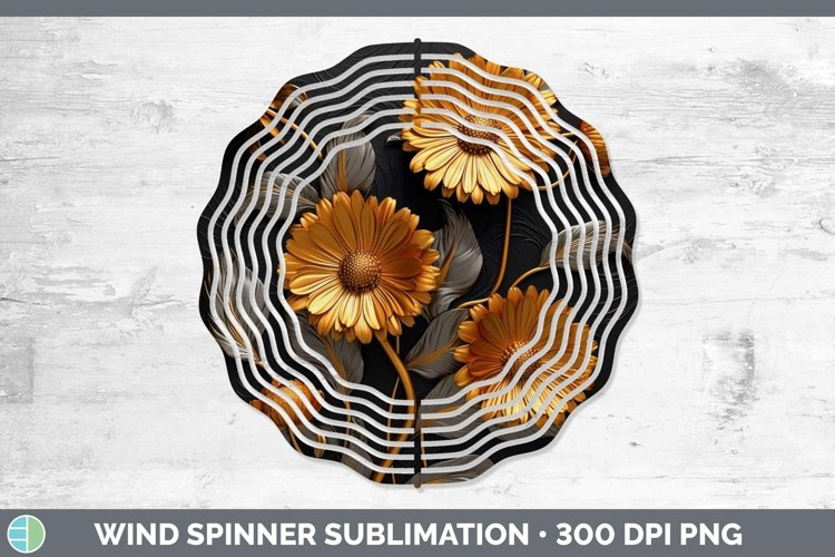 Black Gold Flowers Calendula Wind Spinner Sublimation Spinne