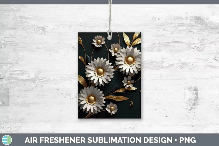 Black Gold Flowers Daisy Air Freshener Sublimation Car Fresh