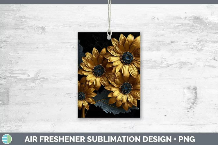 Black Gold Flowers Gerbera Daisy Air Freshener Sublimation C