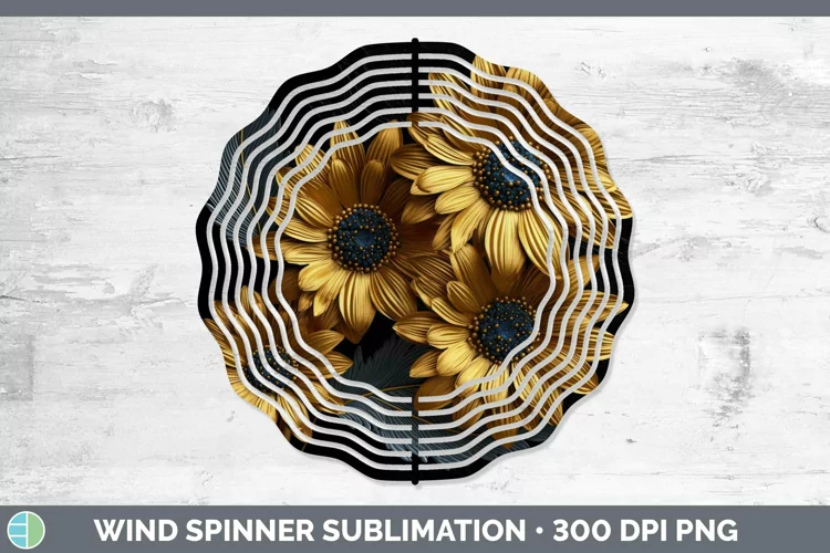 Black Gold Flowers Gerbera Daisy Wind Spinner Sublimation Sp