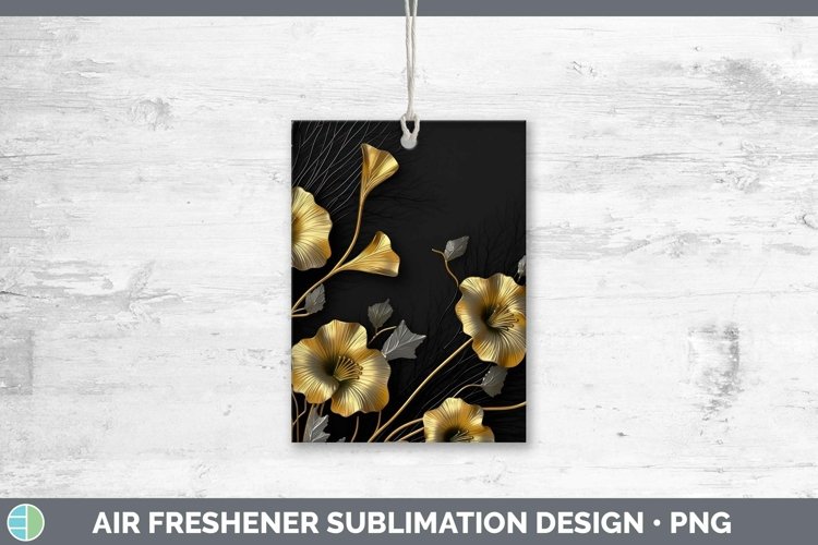 GorgeousBlack Gold Flowers Air Freshener design.