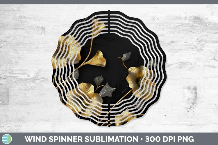 GorgeousBlack Gold Flowers Wind Spinner design.