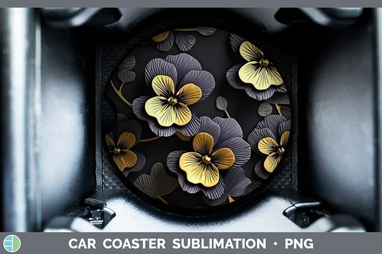 GorgeousBlack Gold Flowers Car Coaster design.