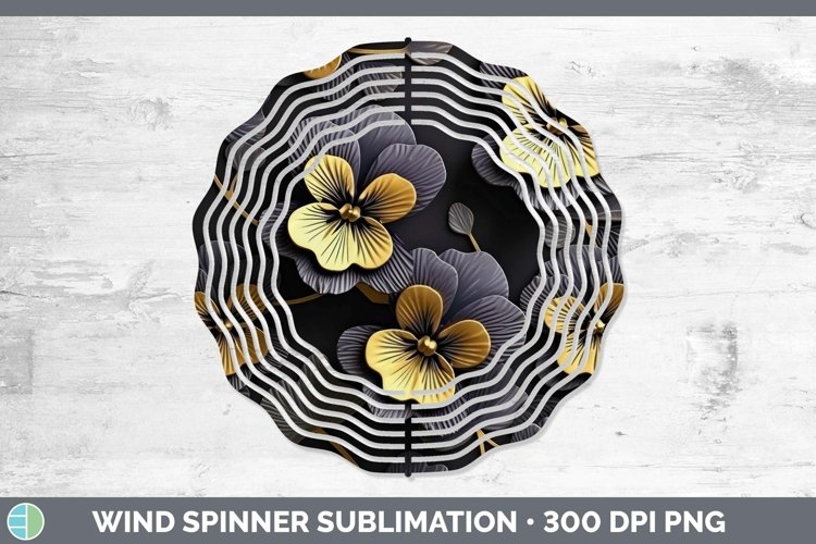 GorgeousBlack Gold Flowers Wind Spinner design.