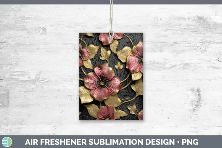 Black Gold Flowers Petunia Air Freshener Sublimation Car Fre