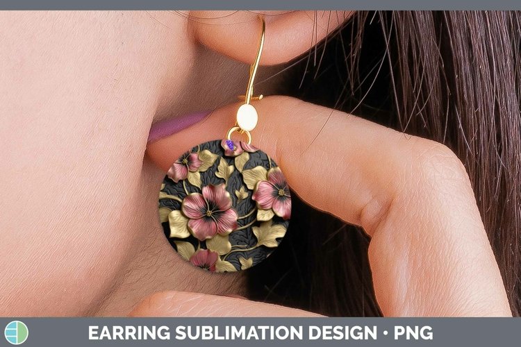 GorgeousBlack Gold Flowers Round Earrings design.