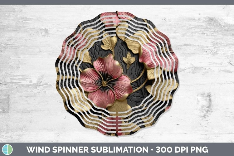 GorgeousBlack Gold Flowers Wind Spinner design.