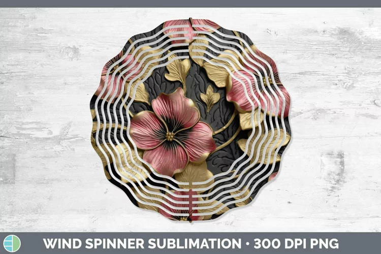 Black Gold Flowers Petunia Wind Spinner Sublimation Spinner