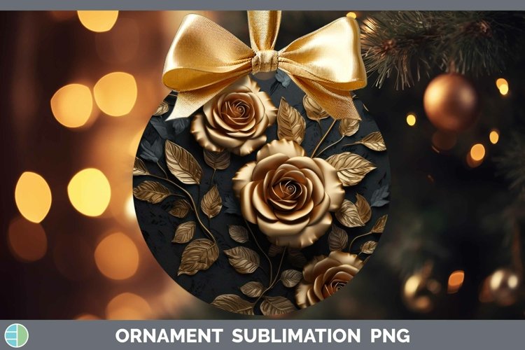 GorgeousBlack Gold Flowers Ornament design.