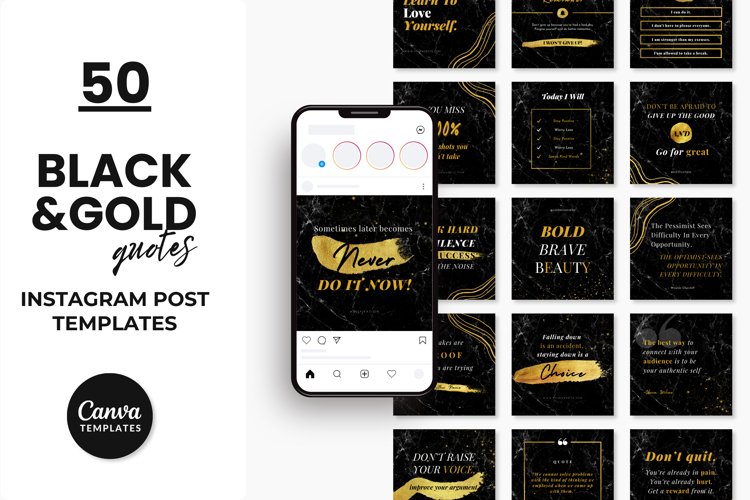 Black & Gold Instagram Quotes Post Templates