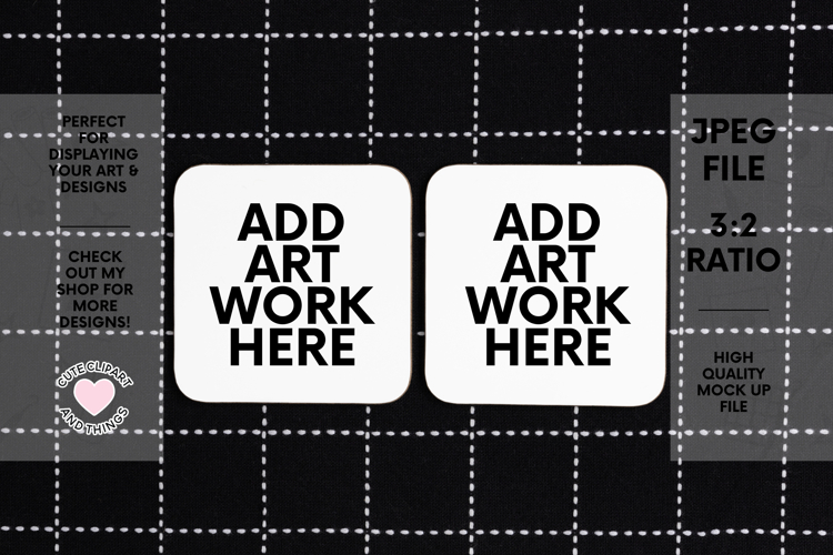 Coaster Mock Up | Two Coaster Mock Up With Black Background