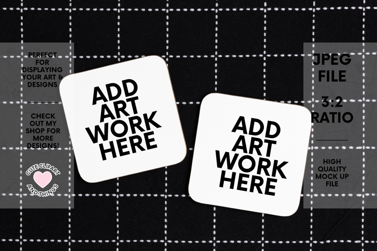 Coaster Mock Up | Two Coaster Mock Up With Black Background