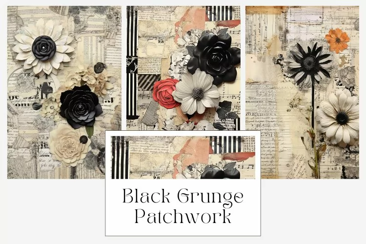 Black Grunge Patchwork Journal Page