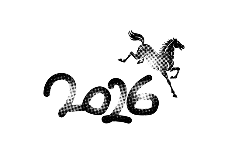 Black halftone lunar 2026 new year design