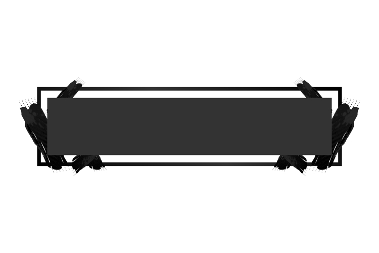 Black horizontal banner and frame with brush stroke design