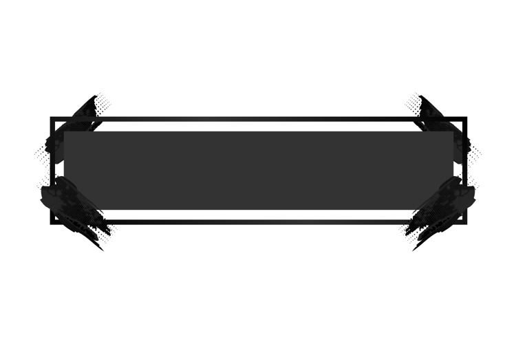 Black horizontal banner and frame with brush stroke vector