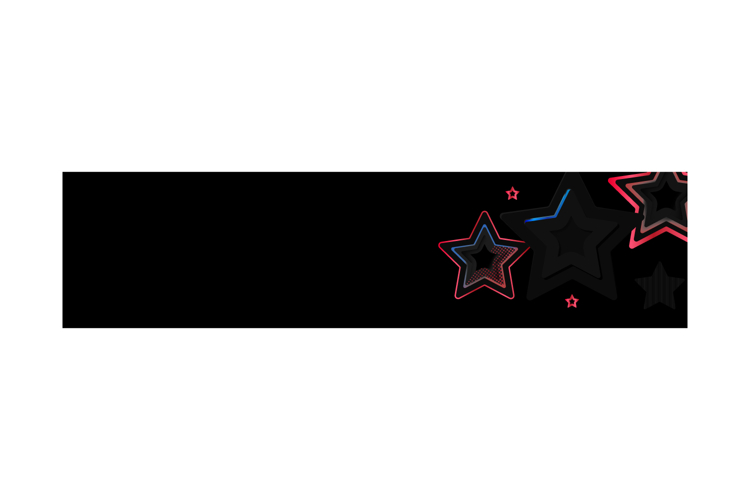 Black horizontal banner poster background with colorful star