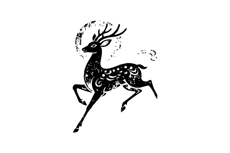 Black illustration art deer character isolated