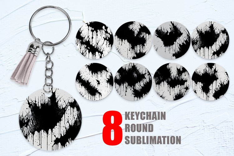 Black Ink Splashes Pattern Keychain | Keyring