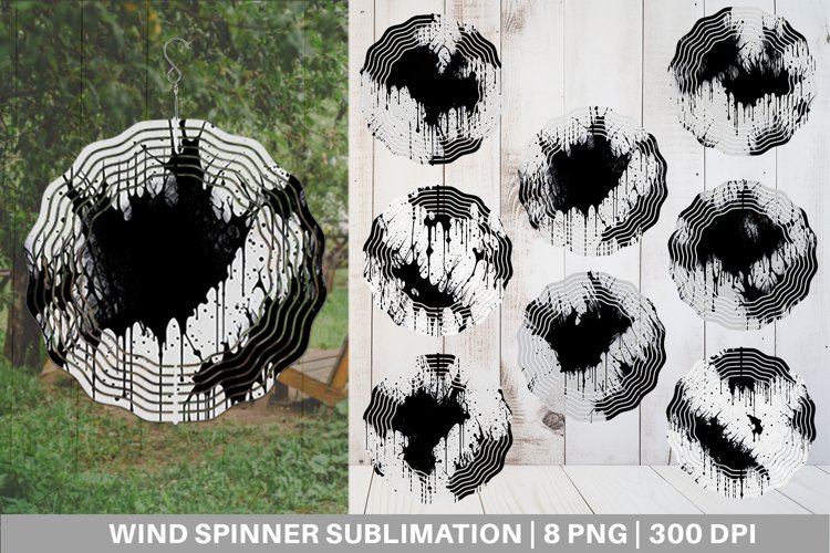 Black Ink Splashes Pattern Wind Spinner | Sublimation Spinne