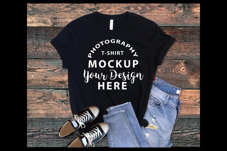 Bella Canvas 3001 t-shirt mock-up BLACK