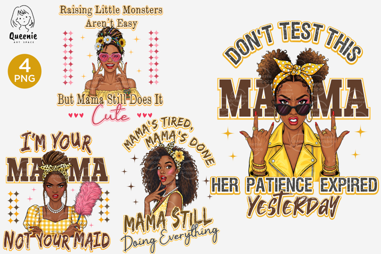 Retro Black Mom PNG Funny Motherhood Quotes Sarcastic Mama