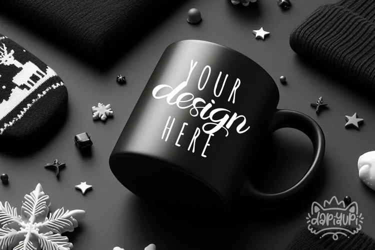 Black Mug Mockup | Winter Mockup