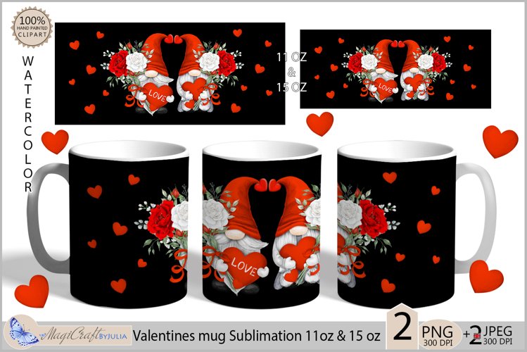 Valentines day mug Sublimation|Gnomes mug 11oz 15oz| love example image 1