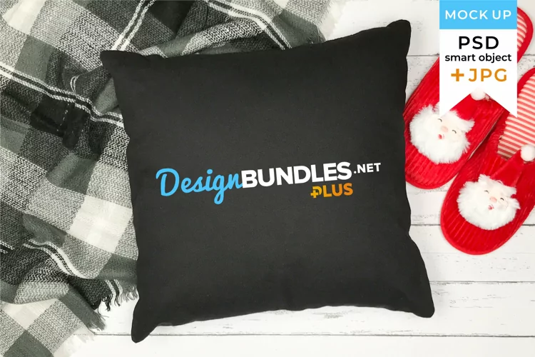 Christmas pillow mockup | Black Pillowcase mockup