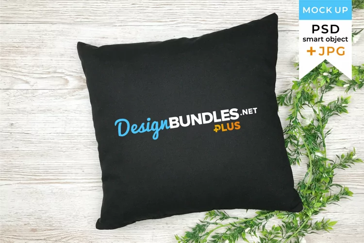 Black Pillowcover mockup | Square black pillow mockup