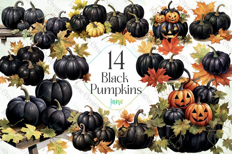 Black Pumpkins Sublimation Clipart