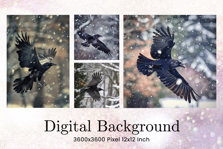 Black Raven Crow Halloween Background Wallpaper Backdrop_15 example image 1