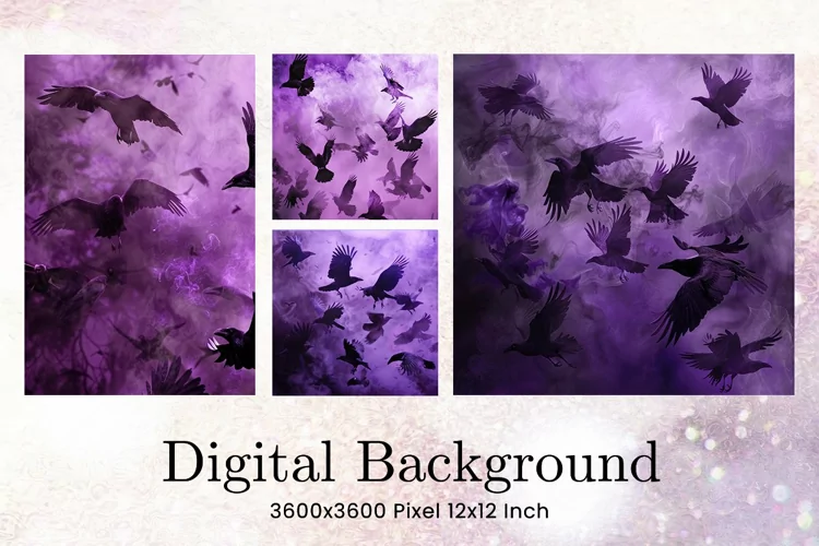 Black Raven Crow Halloween Background Wallpaper Backdrop_24