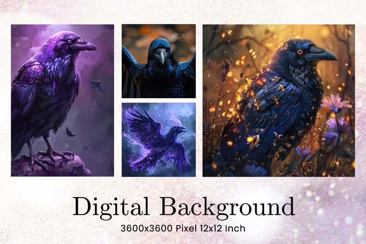 Black Raven Crow Halloween Background Wallpaper Backdrop_29