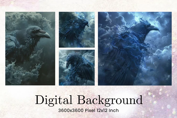 Black Raven Crow Halloween Background Wallpaper Backdrop_32