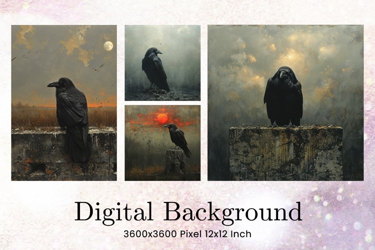 Black Raven Crow Halloween Background Wallpaper Backdrop_43