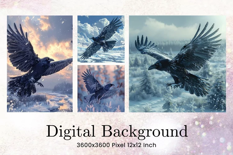 Black Raven Crow Halloween Background Wallpaper Backdrop_8