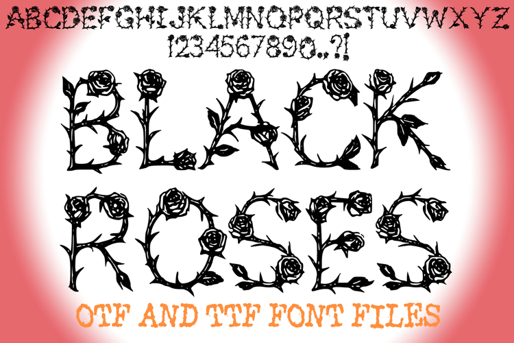 Black Roses Alphabet Lettering ABC Floral Text Font OTF