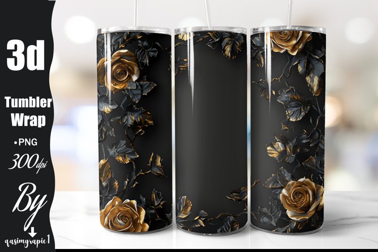 3D Black Butterflies Skull 20 Oz Tumbler Wrap