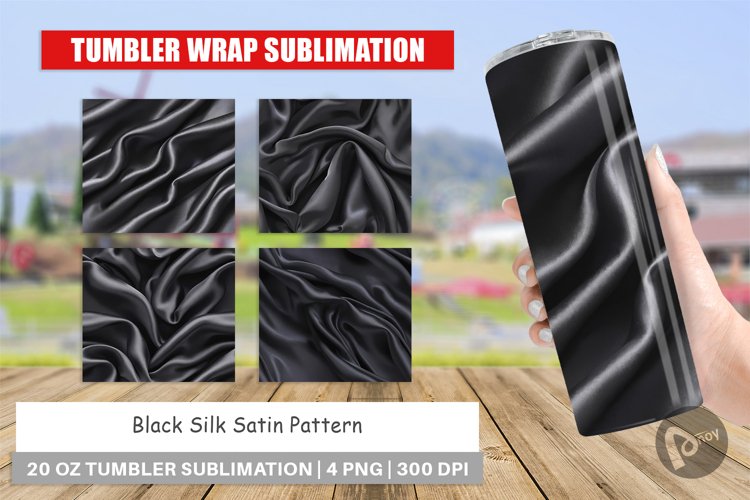 Tumbler Wrap Black Silk Pattern