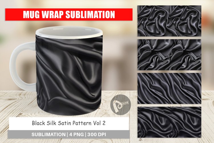 Mug Wrap Design Black Silk Pattern